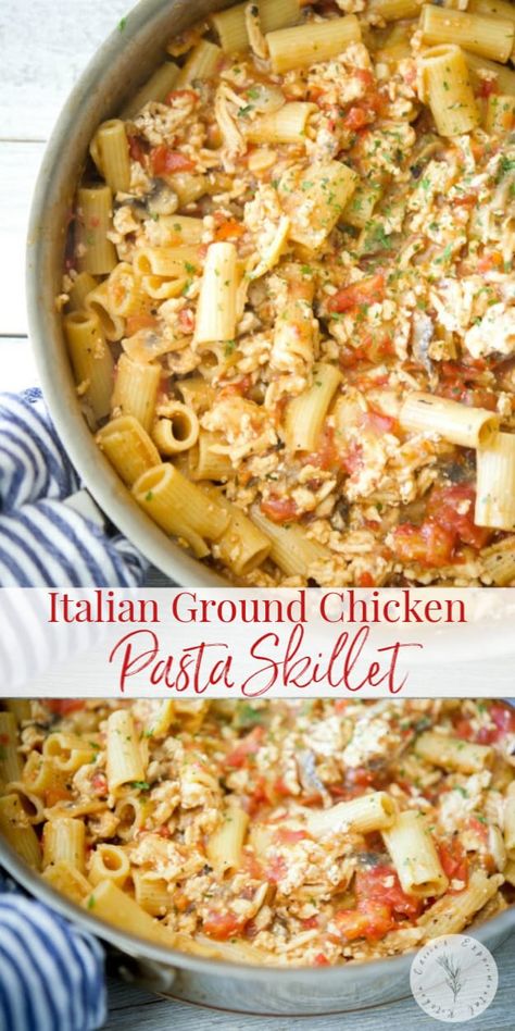 Keto Side Dishes Easy, Ground Chicken Pasta, Ground Chicken Recipes Easy, Chicken Pasta Skillet, Ground Chicken Recipes Healthy, Chicken Pasta Dishes, Pasta Skillet, Skillet Pasta, Keto Side