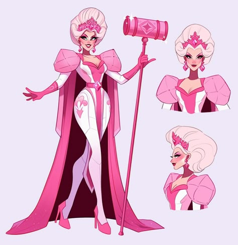 Cute Pink Character Design, Pink Dnd Outfit, Cupid Character Design, Pink Character Design, Cupid Oc, Queen Character Design, Magical Girl Outfit, Magical Boy, Steven Universe Gem