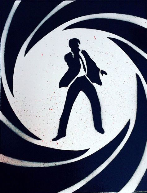 James Bond Painting, James Bond Theme Party, Austin Martin, James Bond Party, James Bond Theme, 007 James Bond, Spray Paint Art, Spray Painting, James Bond