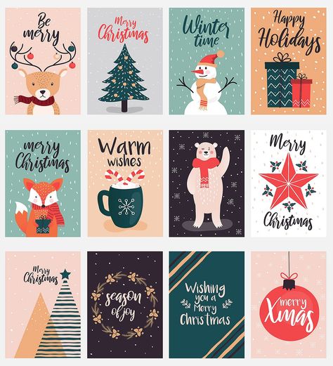 Hand drawn Christmas greeting cards #Fully#Illustration#vector#editable Holiday Greeting Card Design, Christmas Card Illustration, Christmas Graphic Design, Hand Drawn Christmas, Christmas Holiday Greetings, Christmas Doodles, Creative Graphics, Merry Christmas Wishes, Diy Christmas Cards