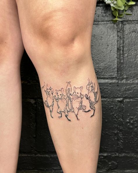 🐀Dancing mice for sweet Gwyn🪇 • So happy these little guys found their forever home !! • I'm thinking of doing some Tale of Desperaux flash in the future 🫣 • Ty for looking • #miceofinstagram #mousetattoo #illustrativetattoo #bloomingtonindiana #chicagoartist #blacktattooartist #linearttattoo Little Mouse Tattoo, Dancing Mice, Mouse Tattoo, Rat Tattoo, Mouse Tattoos, Chicago Artists, Line Art Tattoos, Forever Home, Black Tattoos