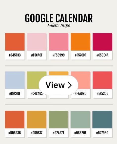 Free Digital Planner Templates Aesthetic Hex Codes Google Calendar, Ical Calendar Aesthetic, Google Calendar Color Scheme Fall, Google Calander Colour Scheme, Color Palette Hex Codes Google Calendar, Google Hex Codes, Google Calendar Palette, Google Color Palette, Calendar Hex Codes