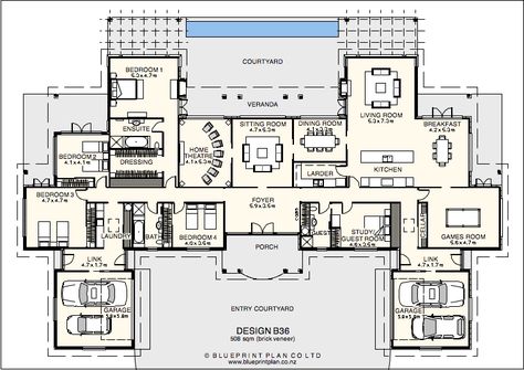 H Shaped House Plans Layout, 6 Bedroom Floor Plans, H Shaped House Plans, H Shaped House, House Plans Layout, Guess House, House Plan Design, City Homes, Granny Flats