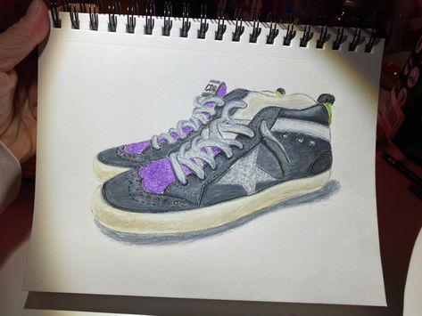 Sneakers Sketch, Golden Goose, Golden Goose Sneaker, Pencil Drawings, Pencil, Sneakers, Drawings