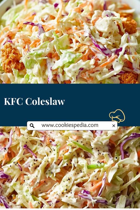 Recreate the creamy, tangy flavors of KFC’s classic coleslaw with this easy homemade recipe. Perfectly sweet and zesty, it’s the ideal side dish for BBQs, picnics, or family dinners! Ready in just 10 minutes plus chilling time. 🌟 Copycat Coleslaw, Tangy Coleslaw Recipe, Sweet Coleslaw, Creamy Coleslaw Recipe, Classic Coleslaw, Pineapple Coleslaw, Kfc Coleslaw Recipe, Kentucky Fried Chicken, Kfc Recipe