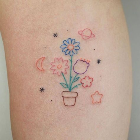 Small Colorful Tattoos, Kawaii Tattoo, Tatuaje A Color, Dainty Tattoos, Aesthetic Tattoo, Little Tattoos, Simplistic Tattoos, Popular Tattoos, Minimal Tattoo