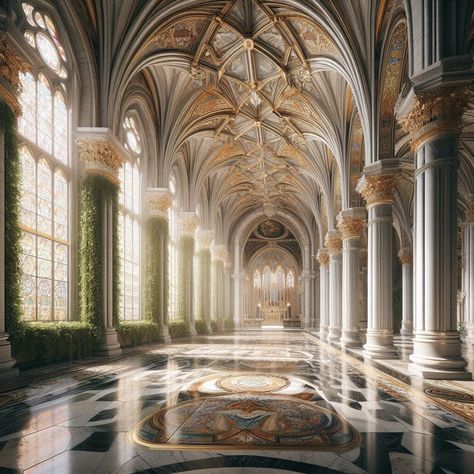 Great Hall Castle, Castle Hallway Background, Ballroom Architecture, Fantasy Palace Interior, Fantasy Castle Interior, Castle Halls, Castle Aesthetic Interior, Greek Castle, Castle Hall