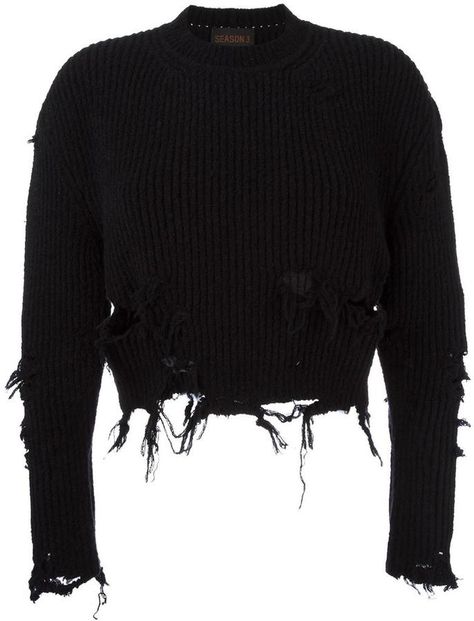 Yeezy Season 3 destroyed crop boucle sweatshirt Ripped Sweatshirt, Yeezy Season 3, Destroyed Sweater, Ripped Top, Ripped Sweater, Ripped Shirts, Distressed Top, Yeezy Season, Boucle Sweater