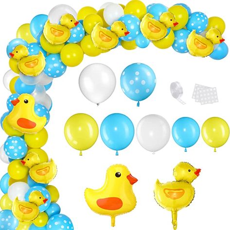 Amazon.com: HyDren 113 Pcs Yellow Duck Balloon Arch Garland Kit 12 10 5 Inch Blue Yellow White Latex Balloons Mini Yellow Duck Foil Balloons for Baby Shower Decorations Rubber Duck Themed Birthday Party Supplies : Toys & Games Duck Balloon Arch, Duck Themed Birthday Party, Duck Balloon, Dog Themed Parties, Duck Decor, Baby Shower Duck, Duck Baby, Balloon Chain, Birthday Supplies