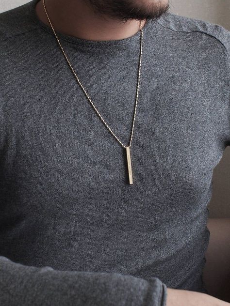 Necklace For Him, Real Diamond Necklace, Diamond Bar Necklace, Black Gold Jewelry, Bar Necklace Personalized, Family Necklace, Gold Chains For Men, Gold Name Necklace, James Avery