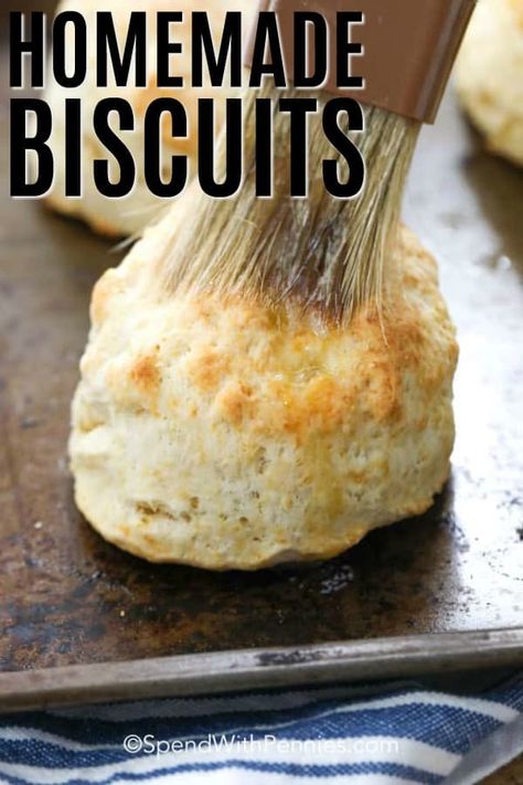 These homemade biscuits are flaky, fresh and so easy to make! Warm from the oven, these are delicious served with a homemade chicken and gravy meal! #spendwithpennies #homemadebiscuits #fromscratch #homemade #biscuits Homemade Chicken And Gravy, Homemade Biscuits From Scratch, Chicken And Gravy, Easy Biscuit Recipe, Homemade Buttermilk Biscuits, Yummy Biscuits, Apple Hand Pies, Paleo Meals, Spend With Pennies