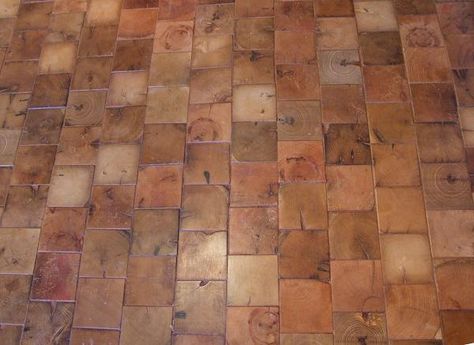 Create a classy looking floor on a budget with end grain wood tiles. End Grain Flooring, Wood Block Flooring, Museum Flooring, Armstrong Flooring, Wood Floors Wide Plank, Wood Tile Floors, Brick Flooring, Wood Siding, Diy Flooring