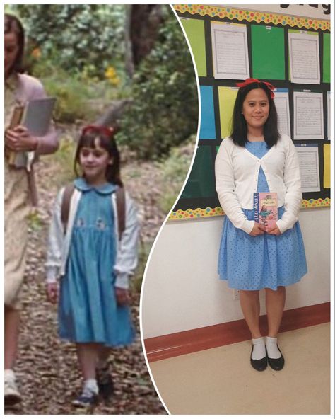 Cute World Book Day Costumes, Matilda Fancy Dress, Matilda Wormwood Costume, Matilda World Book Day Costume, Matilda Movie Costume, Matilda Costume Ideas, Matilda Inspired Outfit, Matilda Costume Women, Matilda Book Week Costume