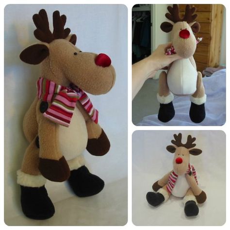 How to make a softie WITHOUT button joints! Reindeer Doll Sewing Pattern, Reindeer Patterns To Sew, Moose Sewing Pattern, Diy Christmas Reindeer, Diy Christmas Angel Ornaments, Moose Crafts, Fabric Christmas Decorations, Reindeer Pattern, Teddy Bear Sewing Pattern