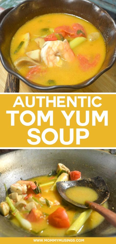 Tom Yum Soup - This authentic Tom Yum Soup recipe came straight from Thailand and is the perfect balance of hot and sour flavors #tomyumsoup #souprecipes #thairecipes #soup Tom Yum Soup Recipe, Thai Tom Yum Soup, Asian Soup Recipes, Tom Yum Soup, Thai Soup, Hot And Sour Soup, Tom Yum, Sour Soup, Asian Soup