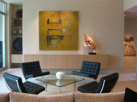 CIRCA Gallery artist, Margaret Fitzgerald Barcelona Chair Living Room, Barcelona Chairs, Linen Lounge Chair, Bauhaus Interior, Houses Architecture, X Design, Sleek Furniture, Van Der Rohe, Mies Van Der Rohe