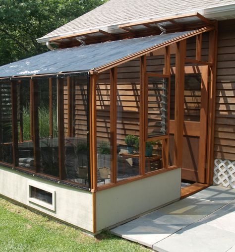 Greenhouse Attached To House, Garden Sunroom, Pergola Patio Ideas, Sunroom Greenhouse, Greenhouse Ventilation, Sunroom Kits, Pergola Swing, Greenhouse Shed, Pergola Attached To House