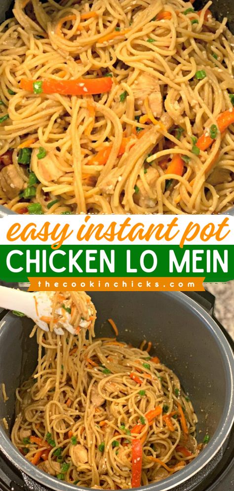 Want more Asian dishes? Put this simple chicken recipe on your rotation! It's a quick weeknight dinner in the pressure cooker. In less than 20 minutes, you can have this Instant Pot Chicken Lo Mein that's packed with classic Chinese flavor! Best Instant Pot Recipes Healthy, Chicken Lo Mein Instant Pot, Chinese Food Recipes Instant Pot, Instapot Lo Mein, Dump And Go Instant Pot Recipes, Instant Pot Recipe Chicken, Instant Pot Dump Meals, Instant Pot Chicken Lo Mein, Instant Pot Lo Mein