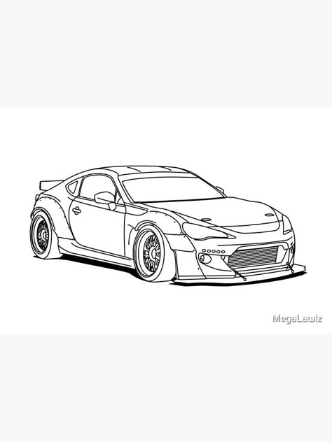 Toyota 86 Drawing, Subaru Brz Drawing, Jdm Coloring Pages, Brz Drawing, Jdm Drawing, Brz Car, Car Drawing Pencil, Car Outline, Most Luxurious Car