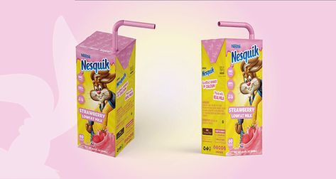 I have designed a new Tetra Brik box packaging for Nesquik Strawberry Milk, which combines functionality with eye-catching aesthetics. The design includes the new image of the Nesquik mascot, highlighting his presence on the packaging to create an instant connection with consumers. I used bright and vibrant colours to capture the cheerful and attractive essence of the product, keeping in mind that the packaging is as tempting as the content it offers. Nesquik Strawberry Milk, Strawberry Milk Nesquik, Nesquik Strawberry, Strawberry Nesquik, Instant Connection, Strawberry Milk, Design Packaging, Vibrant Colours, Box Packaging