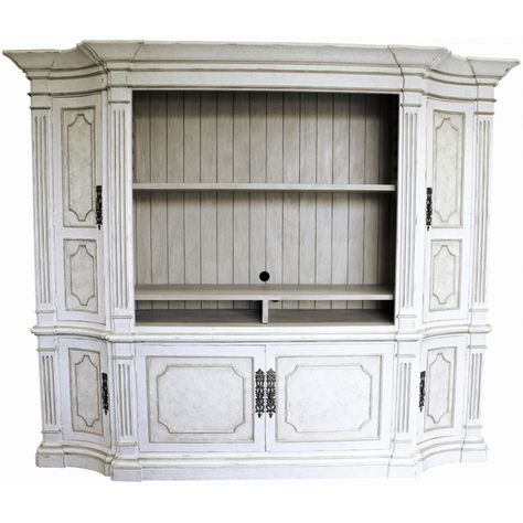 CinÃ©ma Blanc Entertainment Center - Shabby Chic French Country Buffet, Cottage French Country, Carved Beds, Cabinet Buffet, Elegant Outdoor Furniture, Cottage French, Redecorating Ideas, Entertainment Center Redo, Entertainment Cabinet