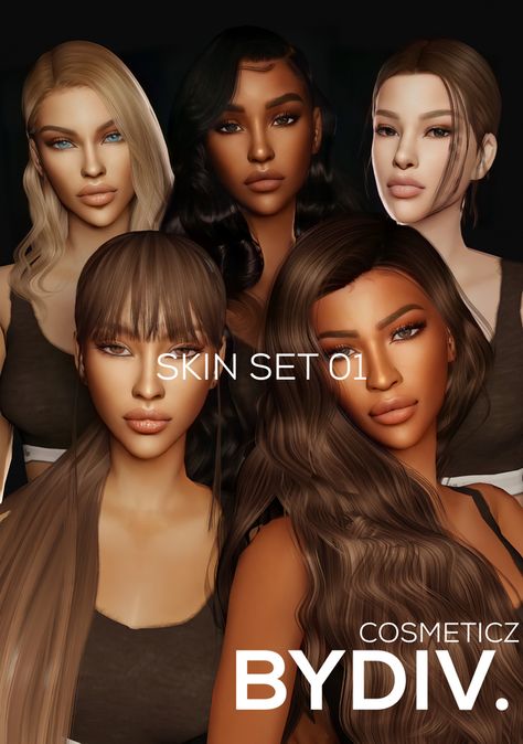 SKIN SET 01 [BYDIV+] | BYDIV. on Patreon Sims 4 Cc Skintones Black, Sims 4 Cc Eye Shape Presets, Sims4 Skin Details, Sims4 Cc Skins, Sims 4 Cc Body Shape, Sims 4 Skin Details, Sims 4 Skintones, Sims 4 Skins, Sims 4 Skin