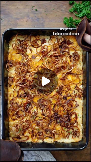 Amanda Rettke on Instagram: "Click the link in my profile or search “iamhomesteader crispy onion scalloped potatoes” for full recipe! 
(Not clickable) RECIPE: https://iamhomesteader.com/fried-onion-scalloped-potatoes/ #iamhomesteader #homesteadrecipes #scallopedpotatoes" Scalloped Onions Casserole, Southern Sweet Onion Casserole 12 Tomatoes, 12 Tomatoes French Onion Potatoes, Scalloped Potatoes With Caramelized Onions And Gruyere, Sour Cream And Chive Scalloped Potatoes, Slovenian Food, Food Substitutions Healthy, I Am Baker, Potatoes Au Gratin