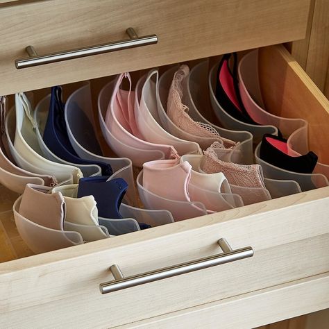 Fam, we found ways for you to organize everything from false lashes to batteries to tea bags to boots, and more! Bra Organizer, Bra Organization, Bra Storage, Closet Organizer With Drawers, Clothes Drawer, Closet Drawers, Drawer Dividers, The Container Store, Organize Drawers