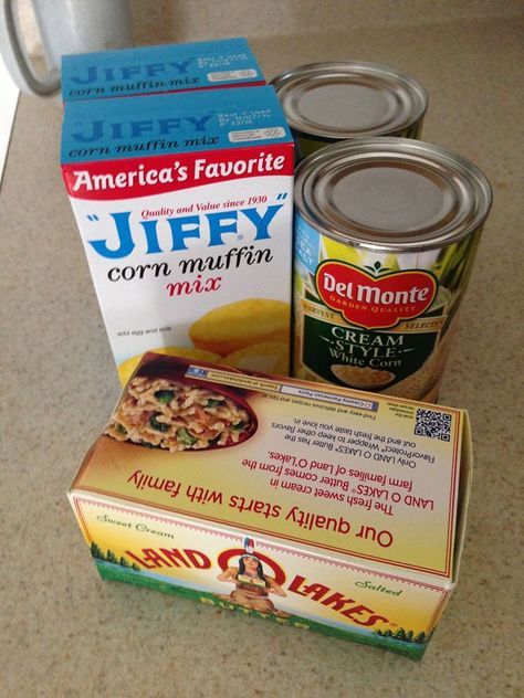 Many have asked for my sweet corn cake recipe so I thought I’d put it up here so you can make it too. It’s embarrassingly simple. 1 box Jiffy Corn muffin mix, 1 can of creamed corn, 1 stick of melted butter. Mix together and bake at 425 for 30 minutes. I double, triple and quadruple the … 3 Ingredient Jiffy Cornbread, Jiffy Corn Cakes Recipe, Easy Mexican Sweet Corn Cake, Mexican Corn Cake Jiffy, Mexican Corn Pudding Recipe, El Toritos Cornbread, Jiffy Corn Cake, Cornbread Cake Recipe Jiffy, Jiffy Corn Muffin Mix Add Ins