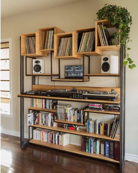 Vinyl library on Instagram: “And that is just... Can you finish the sentence? Follow us @vinyllibrary” Vinyl And Book Storage, Dj Vinyl Set Up, Books And Vinyl Storage, Book And Record Storage, Record And Book Storage, Vinyl Set Up, Vinyl Storage Ideas Records, Diy Wooden Bookshelf, Vinyls Storage