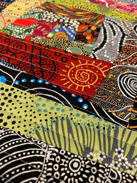 Crumb Quilting, Improv Piecing, Aboriginal Fabric, Quilted Items, Aboriginal Patterns, Crumb Quilt, Sew Bags, African Quilts, Black And White Quilts