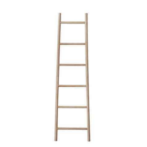 Ladders are not just for climbing. They can be used to display items in your home or for extra storage. In the bathroom, hang towels over the bars. In other rooms, hang blankets or scarves for convenience and added decor. Decorative Bamboo Ladder Dimensions: 19-1/4"L x 70-3/4"H Blanket Display Ideas, Hanging Blankets, Ladder Blanket, Bamboo Ladder, Bamboo Ladders, Modern Coastal Home, Bamboo Construction, Blanket Ladder, Wooden Ladder