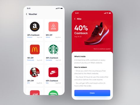 e-Wallet App Design | Voucher by Rifat Sarkar on Dribbble App Wireframe, Food Website Design, Coin App, Ux Design Principles, Card Ui, Voucher Design, Ui Design Website, Good Relationship Quotes, Web Ui Design