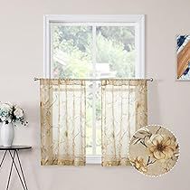 Pink Kitchen Curtains, Small Window Bathroom, Half Window Curtains, Small Window Curtains, Basement Laundry, Small Window, Beige Kitchen, Tier Curtains, Sheer Curtain Panels