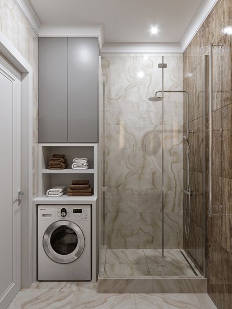 Small Bathroom Interior, Bathroom Design Layout, Modern Laundry Rooms, Laundry Room Bathroom, Bathroom Design Trends, Washroom Design, Bathroom Redesign, Bathroom Inspiration Decor, Bathroom Design Luxury