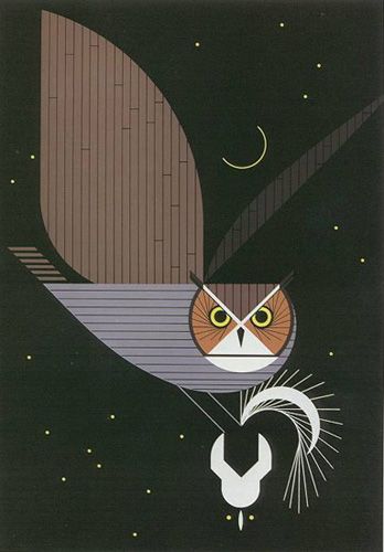 Pfwhoooo! by Charley Harper Charley Harper Animals, Charley Harper Illustration, Charley Harper Birds, Charley Harper Art, Charlie Harper, Theme Harry Potter, Charley Harper, Wildlife Prints, Owl Art