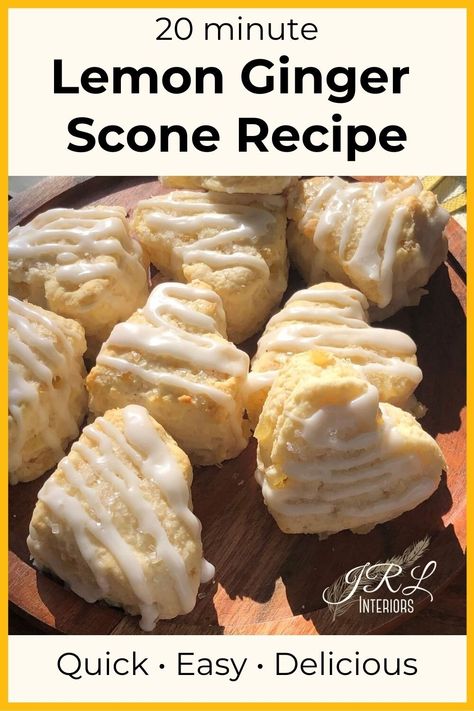 JRL Interiors — Easy Lemon Ginger Scone Recipe Ginger Scones Recipe, Cream Scones Recipe, Cinnamon Chip Scones, Drink Lemon Water, Lemon Water Health Benefits, Mini Scones, Lemon Juice Benefits, Benefits Of Lemon, Dried Black Beans