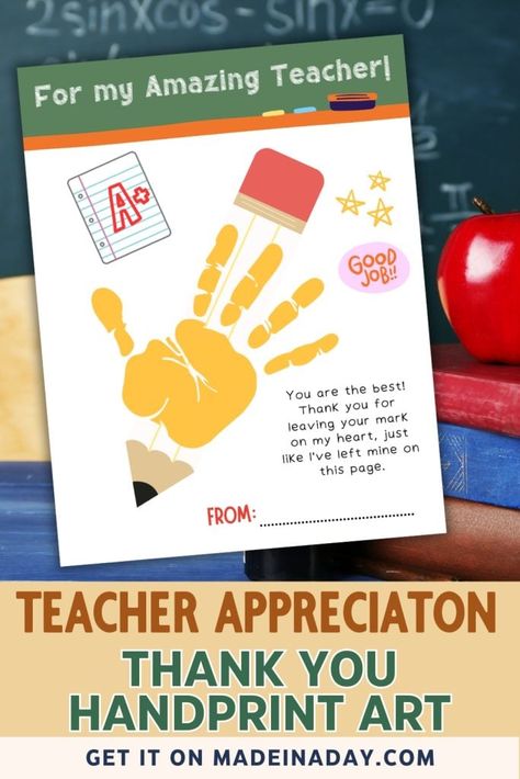 Say thanks in the cutest way with this Thank You Card for Teacher: Let your child's gratitude shine with a unique handprint card made just for their favorite teacher. Thank You Card for Teacher from Student, teacher thank you letter, teacher thank you note, teacher thank you Teacher Thank You Letter, Teacher Appreciation Letter, Teacher Thank You Notes, Teacher Appreciation Gifts Printables, Teacher Appreciation Gift Card, Card For Teacher, Appreciation Letter, Thank You Cards From Kids, Teacher Appreciation Printables