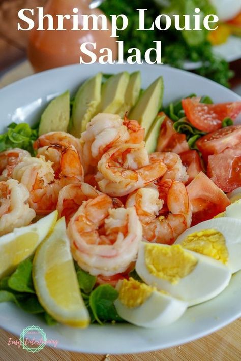 Week Day Lunch Ideas For Work, Shrimp Louie Salad, Shrimp Louie, Dinner Menu Planning, Boiled Shrimp, Salad Taco, White Recipes, Salad Macaroni, Egg Tomato