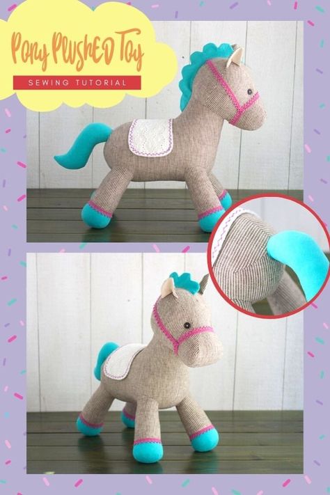 Stuffed Horse Sewing Pattern Free, Felt Projects For Kids, Horse Sewing Pattern, Pretty Toys Patterns, Pony Plush, Boys Sewing Patterns, Plush Horse, Teddy Bear Sewing Pattern, Boy Sewing