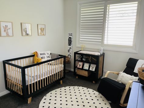 Black Furniture Nursery, Nursery Small Room, Black Nursery Furniture, Boy Nurseries, Nursery Nook, Black Nursery, Wood Nursery, Baby Room Inspiration, Baby Boy Nursery