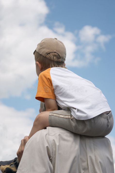 On father's shoulders. The little boy sits on shoulders of the father. It is pho , #AFFILIATE, #boy, #shoulders, #father, #aviashow, #photographed #ad Wedding Vector, Stock Photography Free, The Father, Vector Logo, Baseball Hats, Royalty Free, Stock Images, Collage, Photographer