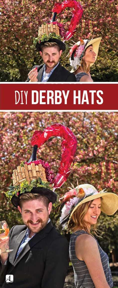 DIY Kentucky Derby Makeovers | Show Up In Style #kentuckyderby #diyhat #diycrafts Funny Derby Hats Diy Ideas, Kentucky Derby Party Hats Diy, Diy Derby Hats For Women, Kentucky Derby Hats Diy Ideas Fun, Diy Kentucky Derby Hat Ideas, Kentucky Derby Hat Ideas, Kentucky Derby Hats Diy Funny, Mens Kentucky Derby Hats, Diy Derby Hat Ideas