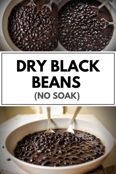 Tender black beans with a pop of flavor cooked over stovetop. No soaking necessary. Dry black beans are the perfect way to include affordable plant-based protein to your diet. #plantbased #vegan #vegetarian #beans #blackbeans #nosoak #recipe #fallrecipes #comfortfood #plantbasedprotein# #cooking #meatless #drybeans #dryblackbeans How To Prepare Black Beans, How To Cook Dry Black Beans, How To Cook Dried Black Beans, Dry Black Beans Recipe, Cooking Dry Black Beans, Black Beans Recipe From Dry, Dried Black Bean Recipes, Black Bean Recipes From Dry Beans, Dry Black Bean Recipes