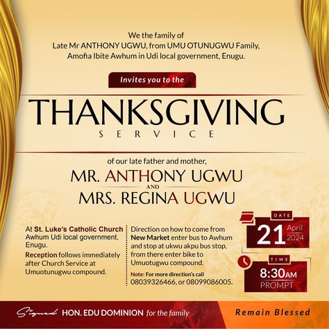 Invitation for Thanksgiving Service Instagram Invitation, Thanksgiving Invite, Thanksgiving Service, Brochure Cover Design, Thanksgiving Invitation, Family Thanksgiving, Church Service, Brochure Cover, Invitation Card Design