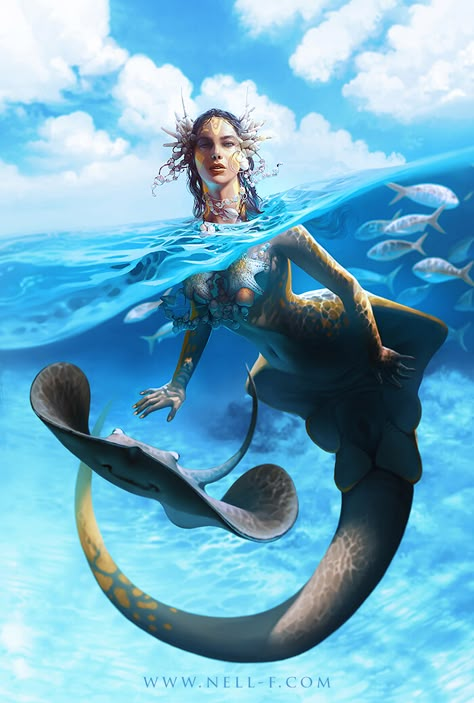 Fish In The Ocean, Mermaid Artwork, Fantasy Mermaids, Mermaids Sirens, Mermaids And Mermen, Mermaid Life, Mythological Creatures, Sea Monsters, Mystical Creatures