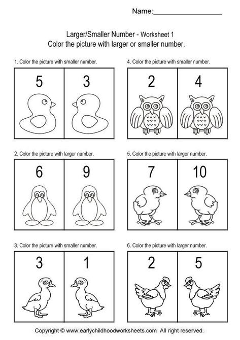 Biggest Number Worksheet, Small Smaller Smallest Worksheet, Smaller Number Worksheet, Biggest And Smallest Number Worksheet, Smallest To Biggest Worksheet, Number Worksheets, Education, 10 Things