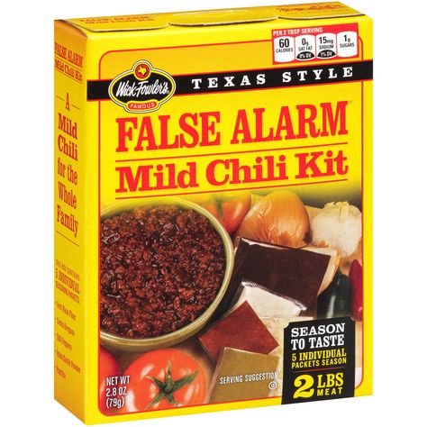 Wick Fowler's False Alarm Mild Chili Kit - Shop Soups & Chili at H-E-B 3 Bean Chili Recipe, Terlingua Texas, Texas Style Chili, Bean Chili Recipe, Chili Cook Off, Texas Style, Cook Off, 1st Place, No Bean Chili