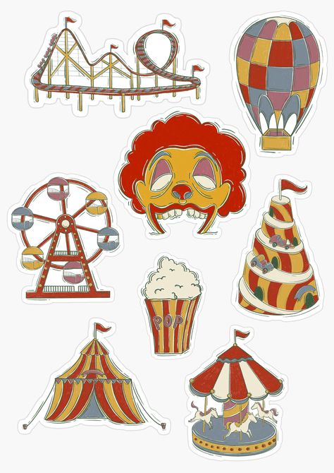 Circus Stickers, Vintage Carnival, Journal Stickers, Circus, Carnival, Independent Artist, Phone Cases, T Shirts, Holiday Decor