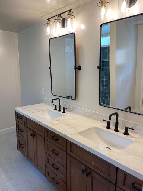 Reviews with images Mirror Double Vanity, Rectangle Bathroom Mirror, Pivot Mirror, Rectangle Bathroom, Farmhouse Mirrors, Vanity Mirrors, Nickel Metal, Bachelor Pad, Rectangle Mirror